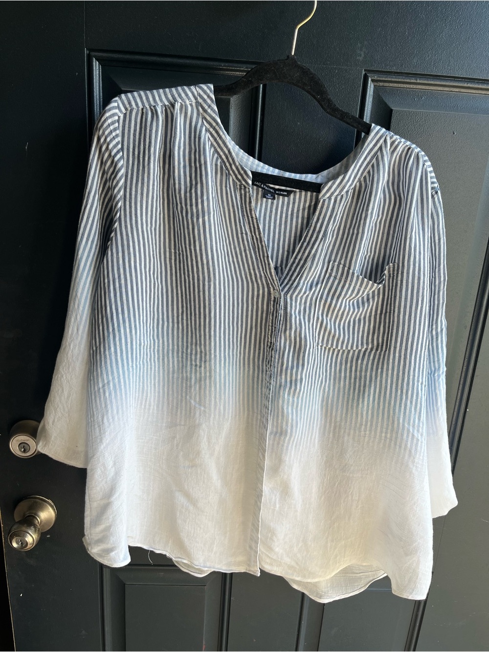 Zac & Rachel Blue and White Striped Ombre V-Neck Tunic
